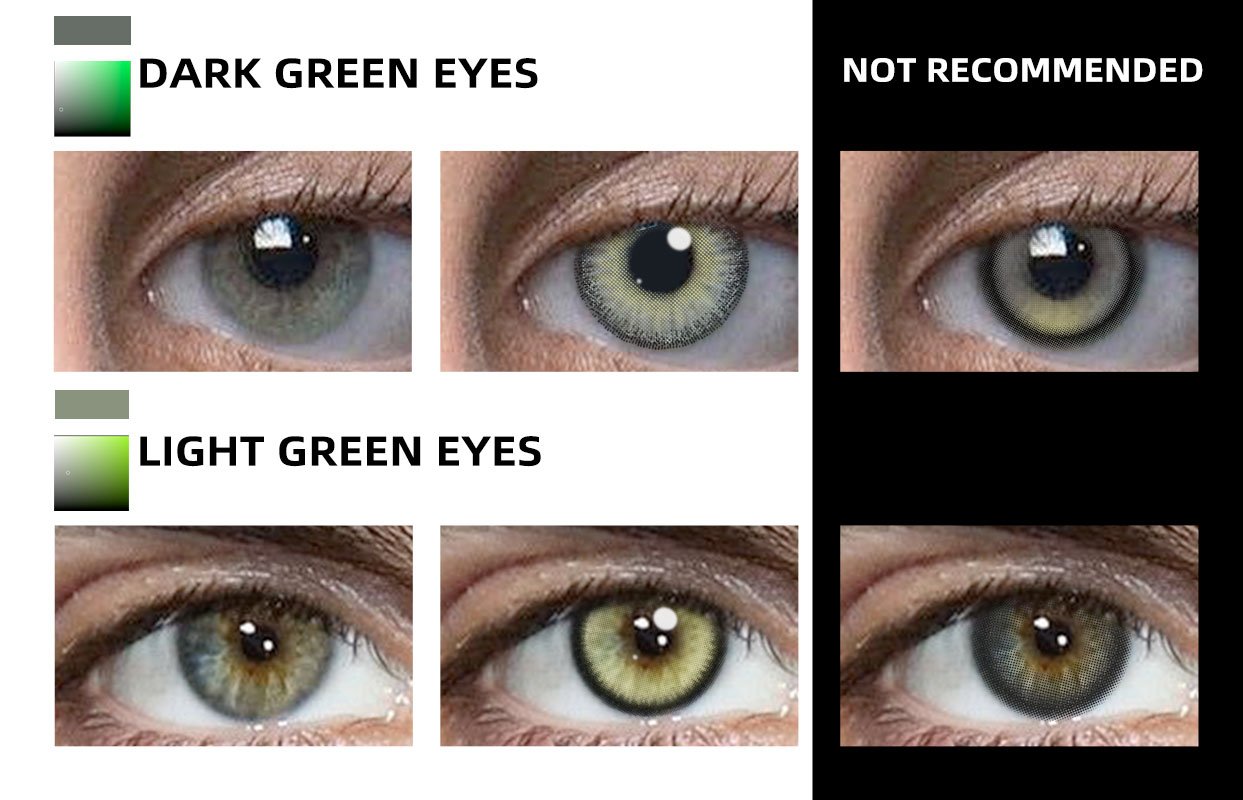 Green colored contact lens patterns for wholesale