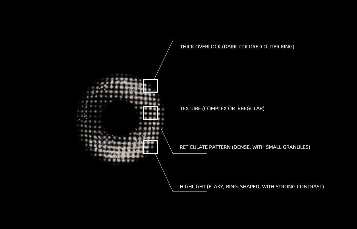 Highlight contact lens design for dark iris